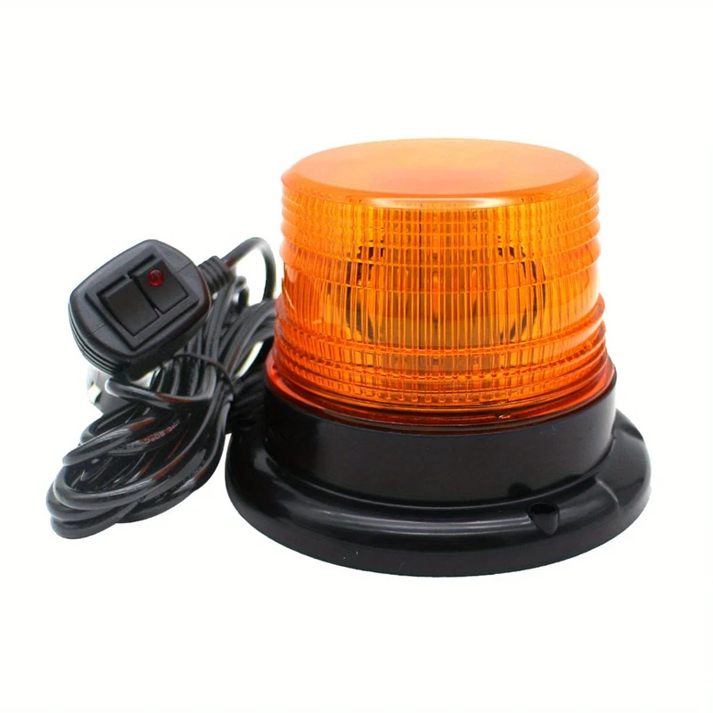 40 LED-Blitzlicht, 12 V-24 V, bernsteinfarbene Warn-Sicherheits-Blinkleuchte mit magnetischem und 4.88 m langem geradem Kabel für Gabelstapler, Traktor, UTV, Auto, Bus