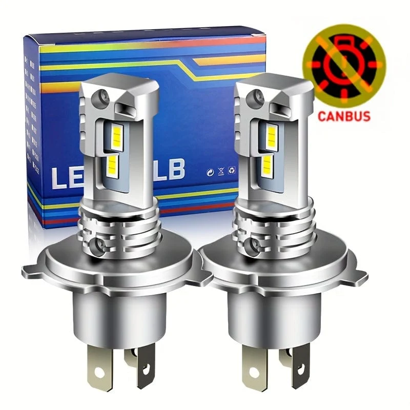 2 Stück H4 9003 LED-Scheinwerferlampe CSP Lüfterlos mit Canbus Fern- und Abblendlicht für Audi für Honda für Toyota H4 LED-Scheinwerfer für Auto Motorrad HS1 Weiß 12 V