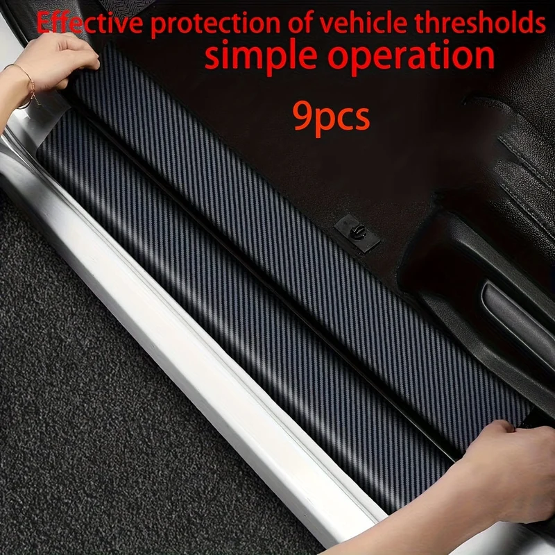9-teiliger Einstiegsleistenschutz fürs Auto: Aufkleber aus Carbonfaser-Vinyl für maximalen Schutz!