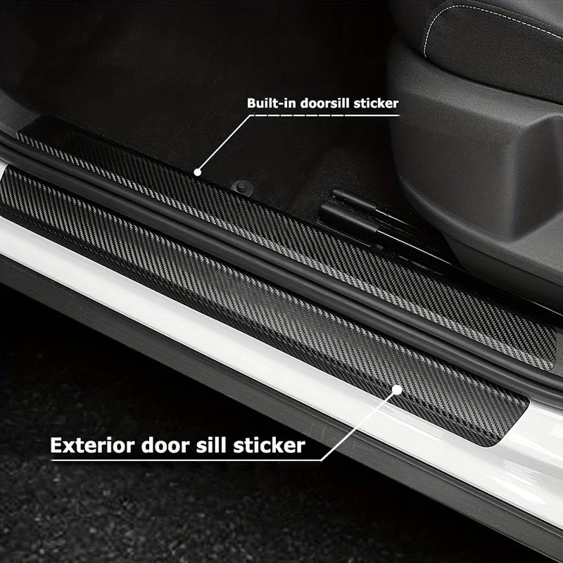 9-teiliger Einstiegsleistenschutz fürs Auto: Aufkleber aus Carbonfaser-Vinyl für maximalen Schutz!