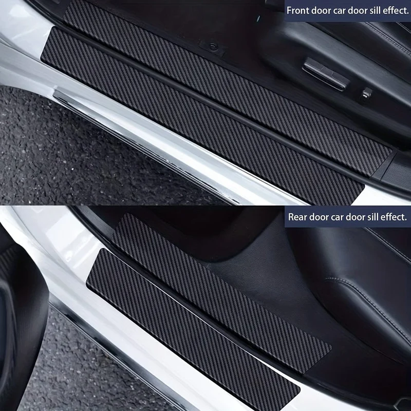 9-teiliger Einstiegsleistenschutz fürs Auto: Aufkleber aus Carbonfaser-Vinyl für maximalen Schutz!