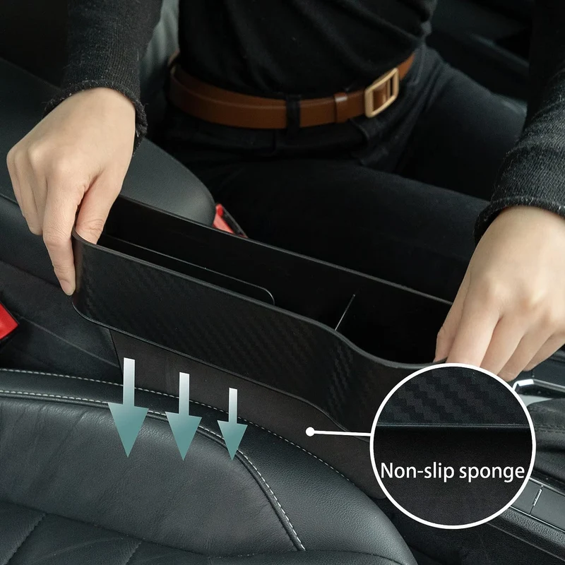 2-teiliger multifunktionaler Autositz-Organizer, seitliche Aufbewahrungsbox für die Autokonsole mit Getränkehaltern, Auto-Vordersitz-Organizer zur Aufbewahrung von Telefon und Sonnenbrille