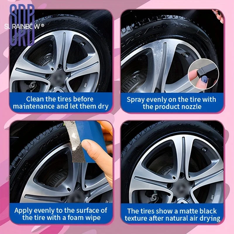 SURAINBOW Tire Shine Dressing, für ein völlig neues Maß an Glanz und Schwarztiefe, sicher für Autos, LKWs, Motorräder, Wohnmobile und mehr, 3.38 Unzen