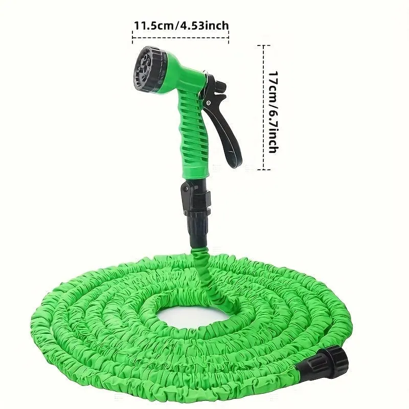 1 Stück 7.62 Meter bis 30.48 Meter Gartenschlauch, Wasserschlauch, flexibler Wasserschlauch, Kunststoffschlauch, Autowaschwasserpistole, Bewässerungswerkzeug, erweiterbarer Hochdruck, 7 Modi