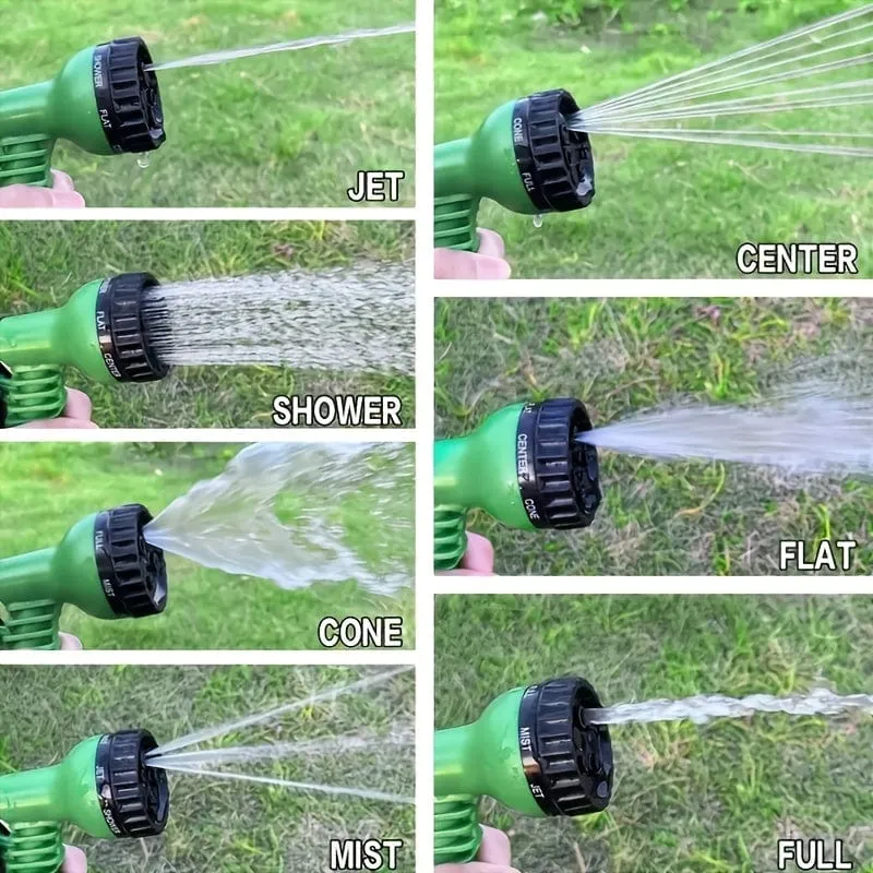 1 Stück 7.62 Meter bis 30.48 Meter Gartenschlauch, Wasserschlauch, flexibler Wasserschlauch, Kunststoffschlauch, Autowaschwasserpistole, Bewässerungswerkzeug, erweiterbarer Hochdruck, 7 Modi