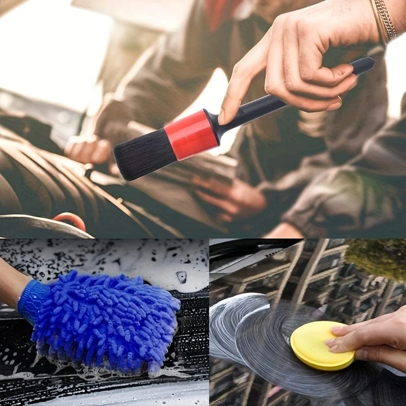Komplettes Autopflegeset: 26-teilige Bürsten, Bohrbürste und Felgenreiniger