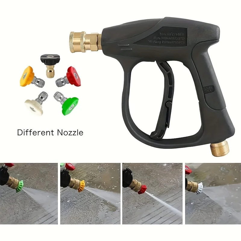 1 Satz, Hochdruck-Waschpistole, max. 3000 PSI, 5 Farben, Schnellanschluss, 1/4-Zoll-Düse, M22-14, Schlauchanschluss, Autowäsche, Gartenbedarf