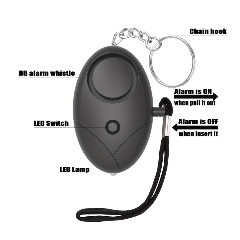 Sicherer persönlicher Alarm, 1 Packung, 130 dB, persönlicher Sicherheitsalarm, Schlüsselanhänger mit LED-Leuchten, Notfall-Sicherheitsalarm für Frauen, Männer, ältere Menschen