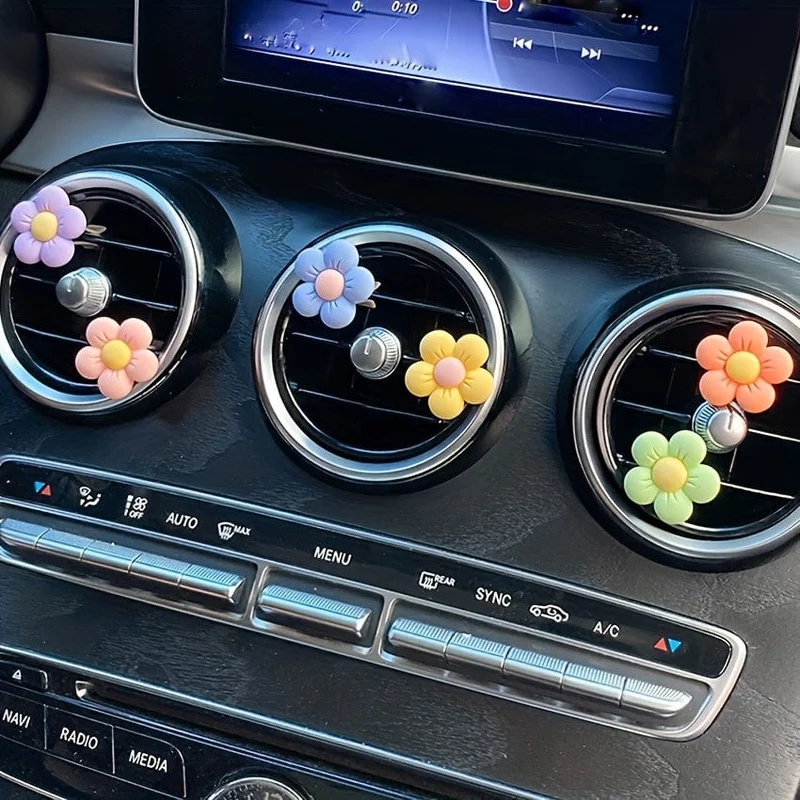 6 Stück niedliche Cartoon-Blumen-Dekorationen für die Lüftungsschlitze im Auto – personalisieren Sie den Innenraum Ihres Autos und verleihen Sie ihm einen Hauch von Göttin!