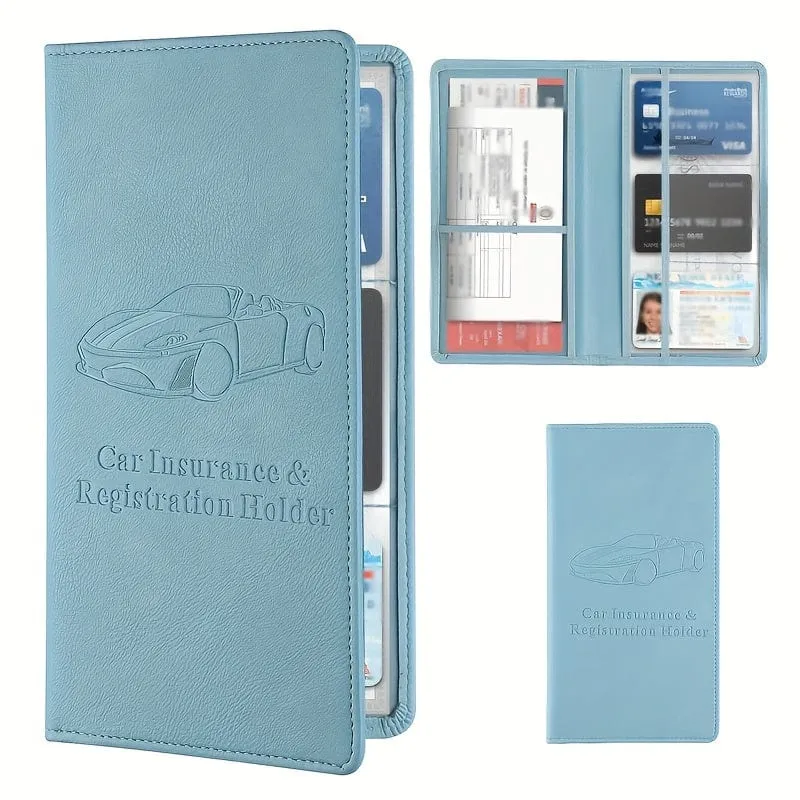 Kfz-Zulassungs- und Versicherungskartenhalter für Männer und Frauen, Auto-Handschuhfach-Organizer, Dokumentenmappe, Kunstleder, manueller Ordner