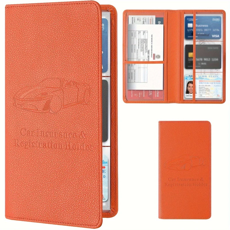 Kfz-Zulassungs- und Versicherungskartenhalter für Männer und Frauen, Auto-Handschuhfach-Organizer, Dokumentenmappe, Kunstleder, manueller Ordner