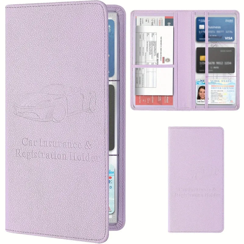 Kfz-Zulassungs- und Versicherungskartenhalter für Männer und Frauen, Auto-Handschuhfach-Organizer, Dokumentenmappe, Kunstleder, manueller Ordner