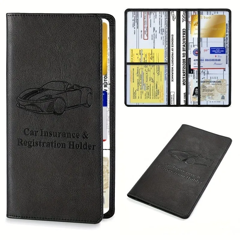 Kfz-Zulassungs- und Versicherungskartenhalter für Männer und Frauen, Auto-Handschuhfach-Organizer, Dokumentenmappe, Kunstleder, manueller Ordner
