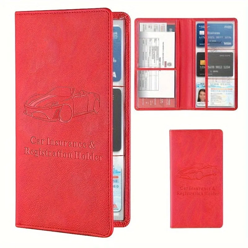 Kfz-Zulassungs- und Versicherungskartenhalter für Männer und Frauen, Auto-Handschuhfach-Organizer, Dokumentenmappe, Kunstleder, manueller Ordner