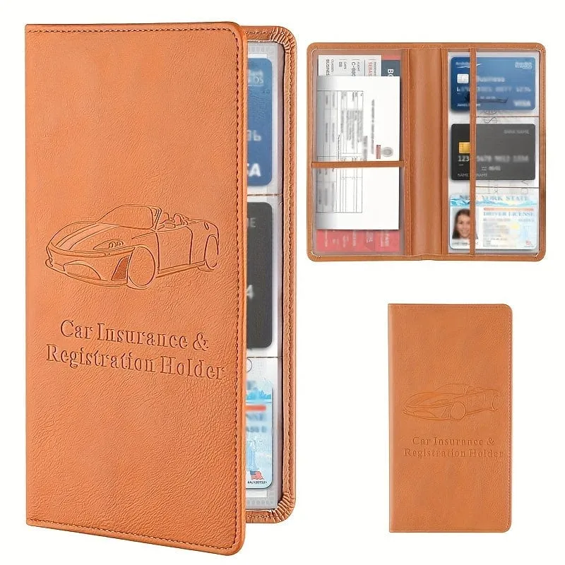Kfz-Zulassungs- und Versicherungskartenhalter für Männer und Frauen, Auto-Handschuhfach-Organizer, Dokumentenmappe, Kunstleder, manueller Ordner
