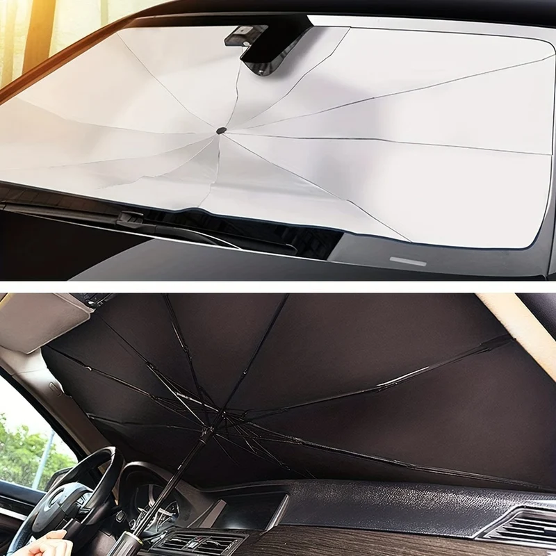 Auto-Windschutzscheiben-Sonnenschutz, faltbarer Auto-Regenschirm-Sonnenschutz, Anti-Ultraviolett-Auto-Frontscheibe (Hitzeschutz), Windschutzscheiben-Abdeckungskarte