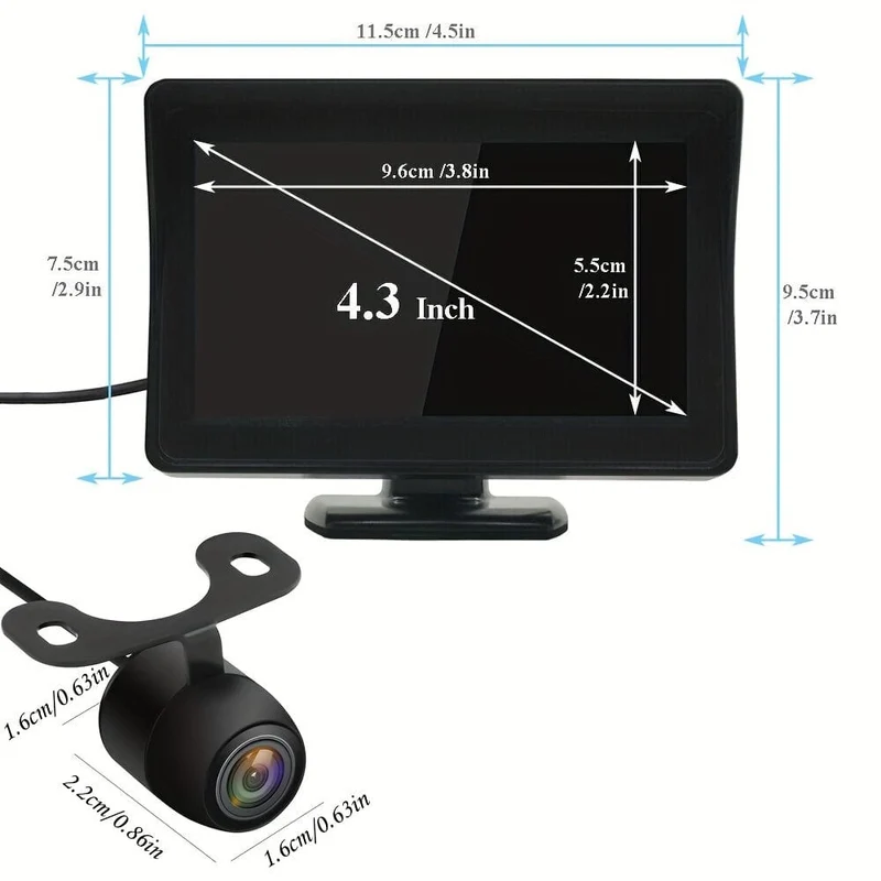 Rüsten Sie Ihr Auto mit einer wasserdichten HD-Rückfahrkamera und einem 4.3-Zoll-Display auf