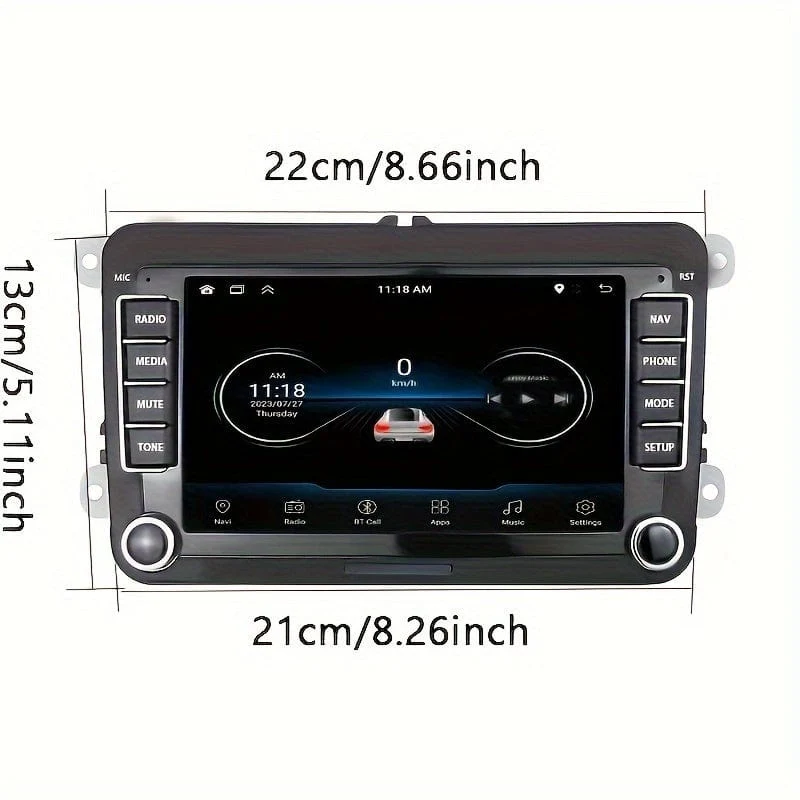 Für VW 7-Zoll Android 13 Autoradio GPS Autonavigation WiFi Touchscreen Autoradio mit schnurlosem Telefon WiFi Mirror Link FM RDS Radio