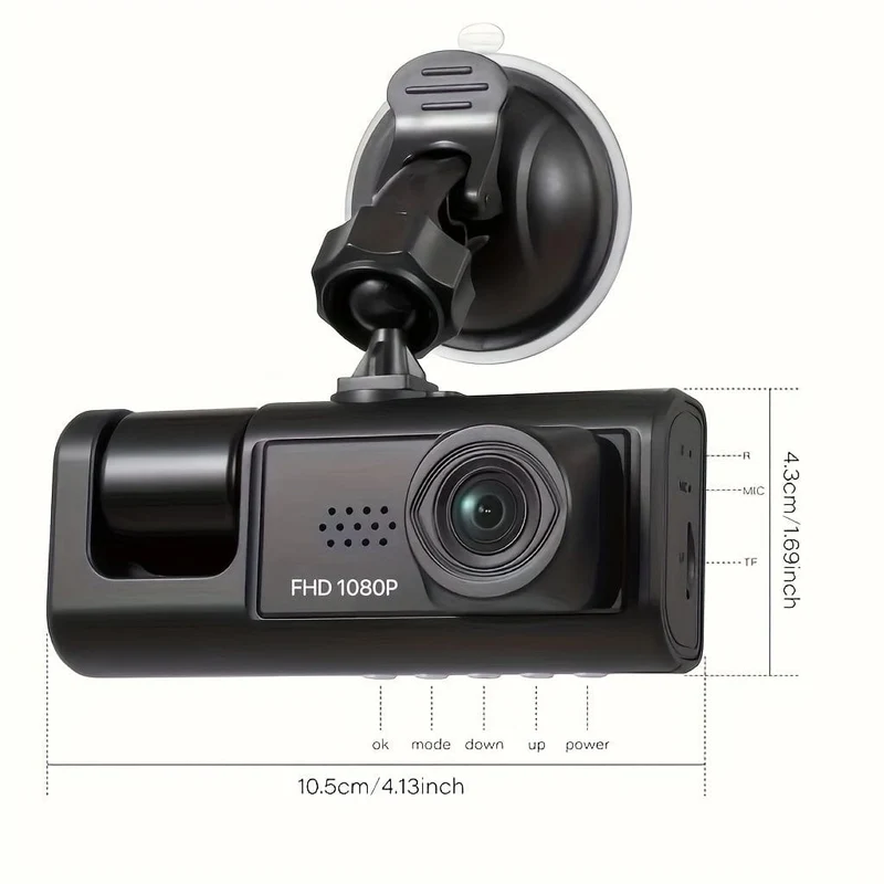 Dashcam für Autos, vorne und innen, 1080P-Dual-Kamera mit IR-Nachtsicht, Loop-Aufnahme, Auto-DVR-Blackbox mit 5.08 cm IPS-Bildschirm