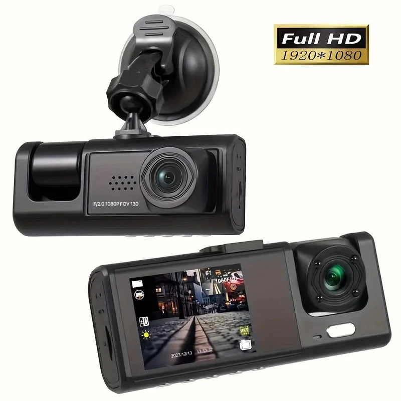 Dashcam für Autos, vorne und innen, 1080P-Dual-Kamera mit IR-Nachtsicht, Loop-Aufnahme, Auto-DVR-Blackbox mit 5.08 cm IPS-Bildschirm