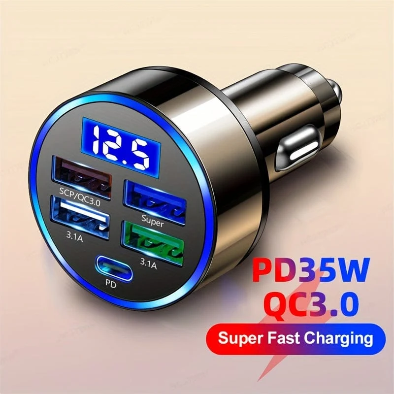 PD + QC 3.0 Schnelllade-Autotelefon-Ladegerät-Adapter 4 Ports USB-Autoladegerät Typ C PD Quick Charge 3.0 Autoladegerät