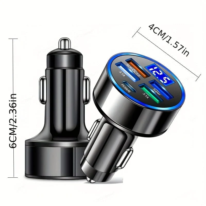 PD + QC 3.0 Schnelllade-Autotelefon-Ladegerät-Adapter 4 Ports USB-Autoladegerät Typ C PD Quick Charge 3.0 Autoladegerät