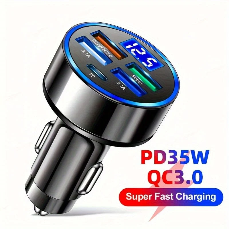 PD + QC 3.0 Schnelllade-Autotelefon-Ladegerät-Adapter 4 Ports USB-Autoladegerät Typ C PD Quick Charge 3.0 Autoladegerät