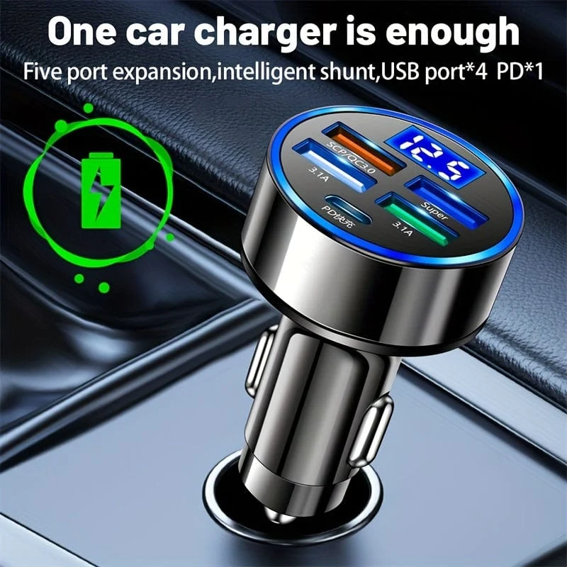 PD + QC 3.0 Schnelllade-Autotelefon-Ladegerät-Adapter 4 Ports USB-Autoladegerät Typ C PD Quick Charge 3.0 Autoladegerät