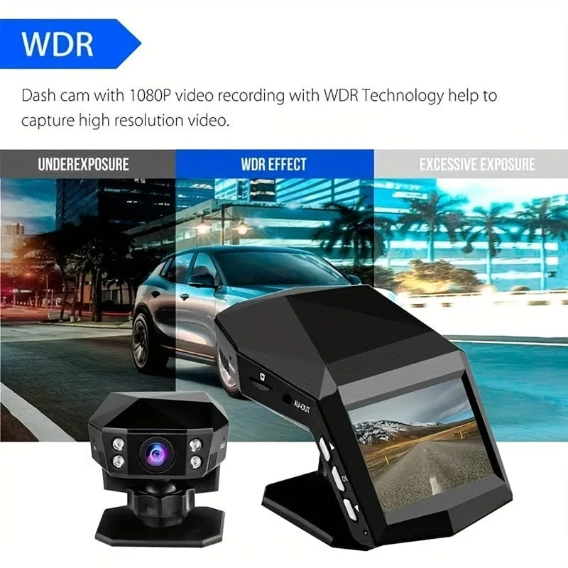 1080P Full HD Dashcam Auto-Video-Fahrrekorder mit LCD-Auto-DVR-Videorecorder in der Mittelkonsole, WDR 170° Weitwinkel, Nachtsicht, Parkmonitor