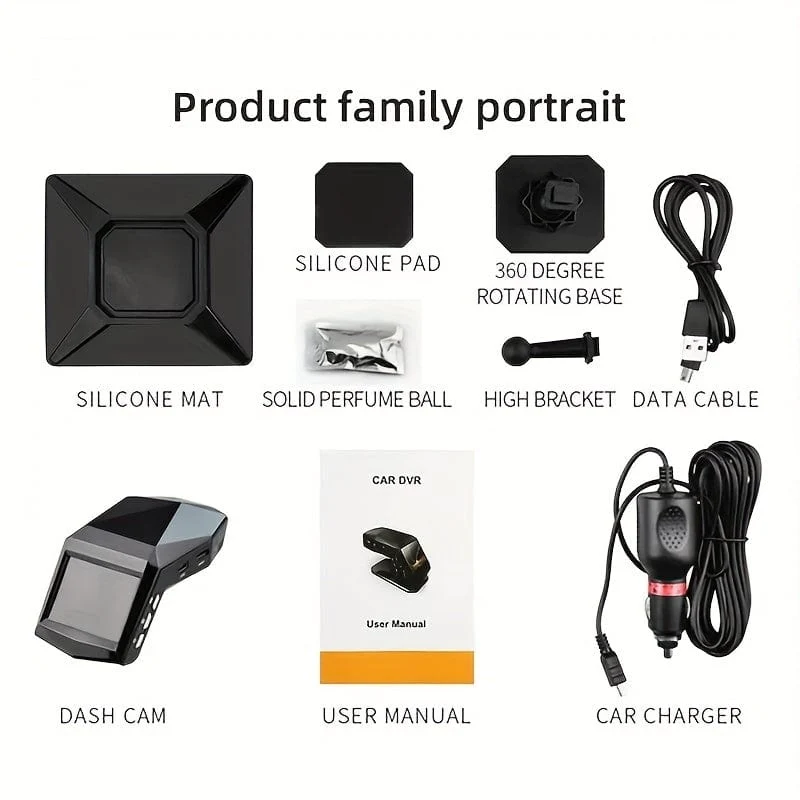 1080P Full HD Dashcam Auto-Video-Fahrrekorder mit LCD-Auto-DVR-Videorecorder in der Mittelkonsole, WDR 170° Weitwinkel, Nachtsicht, Parkmonitor