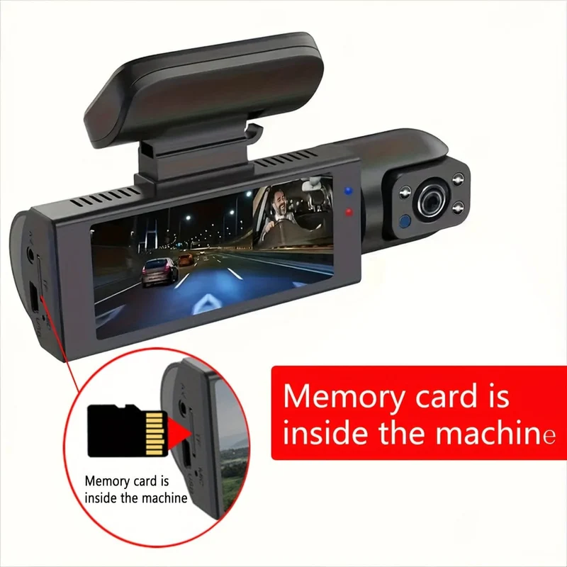 Kostenlose 64-GB-Karte, Dashcam für Autos, 1080P-Dualkamera, vorne und innen, 8.03 cm großer IPS-Bildschirm, High-Definition-Nachtsicht-Loop-Aufnahme, Weitwinkel