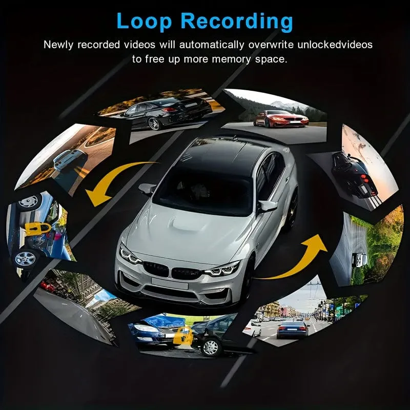 Kostenlose 64-GB-Karte, Dashcam für Autos, 1080P-Dualkamera, vorne und innen, 8.03 cm großer IPS-Bildschirm, High-Definition-Nachtsicht-Loop-Aufnahme, Weitwinkel