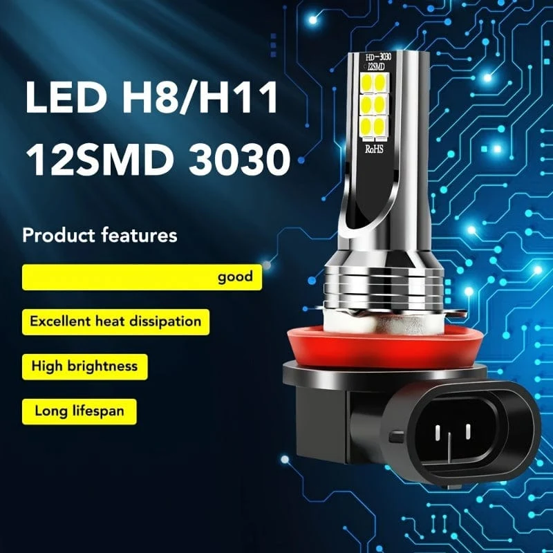 2 Stück H8 H11 Auto-LED-Nebelscheinwerfer, 6000 K, weiße Nebelscheinwerfer, H4/H7/H1/9005/HB3/9006/HB4