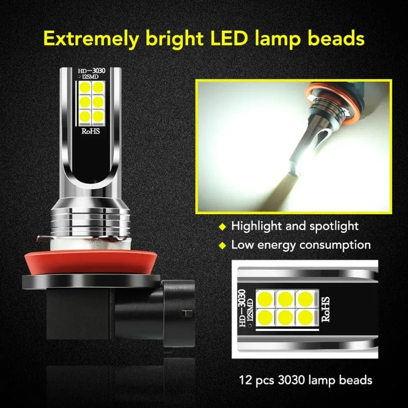 2 Stück H8 H11 Auto-LED-Nebelscheinwerfer, 6000 K, weiße Nebelscheinwerfer, H4/H7/H1/9005/HB3/9006/HB4