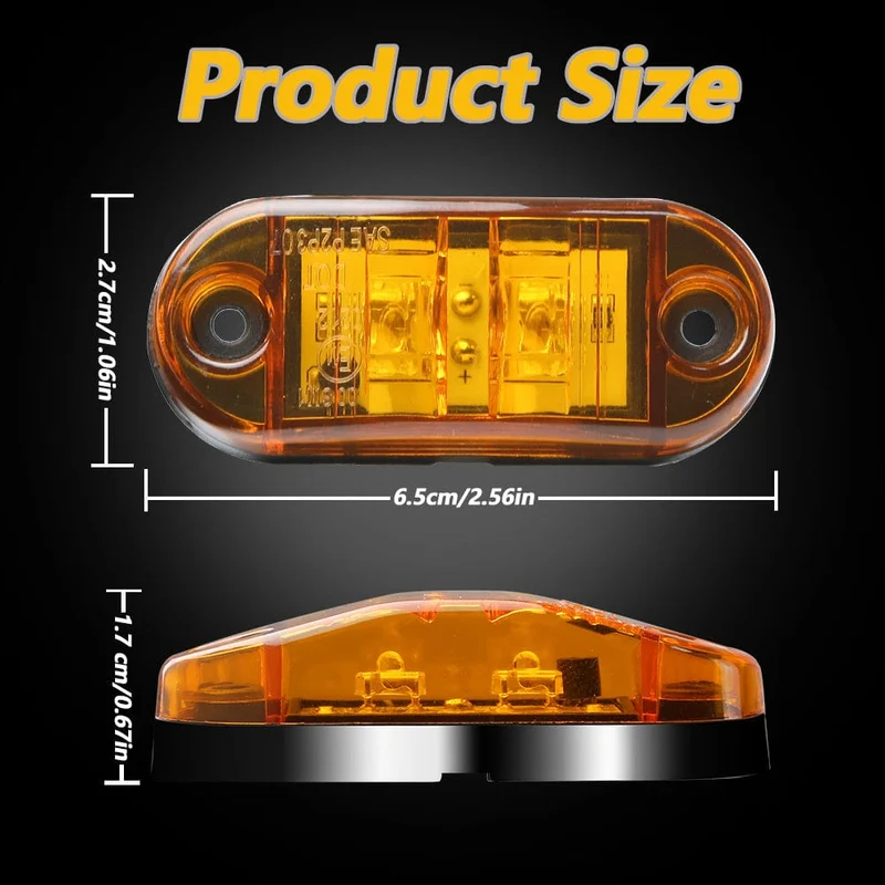 10 Stück neue, verbesserte 12 V-24 V Universal-LED-Blinker-Markierungsglühbirne vorne und hinten für LKW, Wohnmobil, Auto, Bus, Anhänger, Van, Wohnwagen, Boot – Bernstein/Rot/Weiß