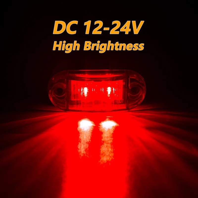 10 Stück neue, verbesserte 12 V-24 V Universal-LED-Blinker-Markierungsglühbirne vorne und hinten für LKW, Wohnmobil, Auto, Bus, Anhänger, Van, Wohnwagen, Boot – Bernstein/Rot/Weiß