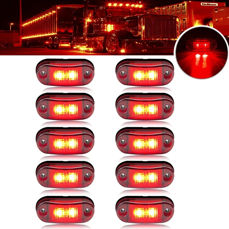 10 Stück neue, verbesserte 12 V-24 V Universal-LED-Blinker-Markierungsglühbirne vorne und hinten für LKW, Wohnmobil, Auto, Bus, Anhänger, Van, Wohnwagen, Boot – Bernstein/Rot/Weiß