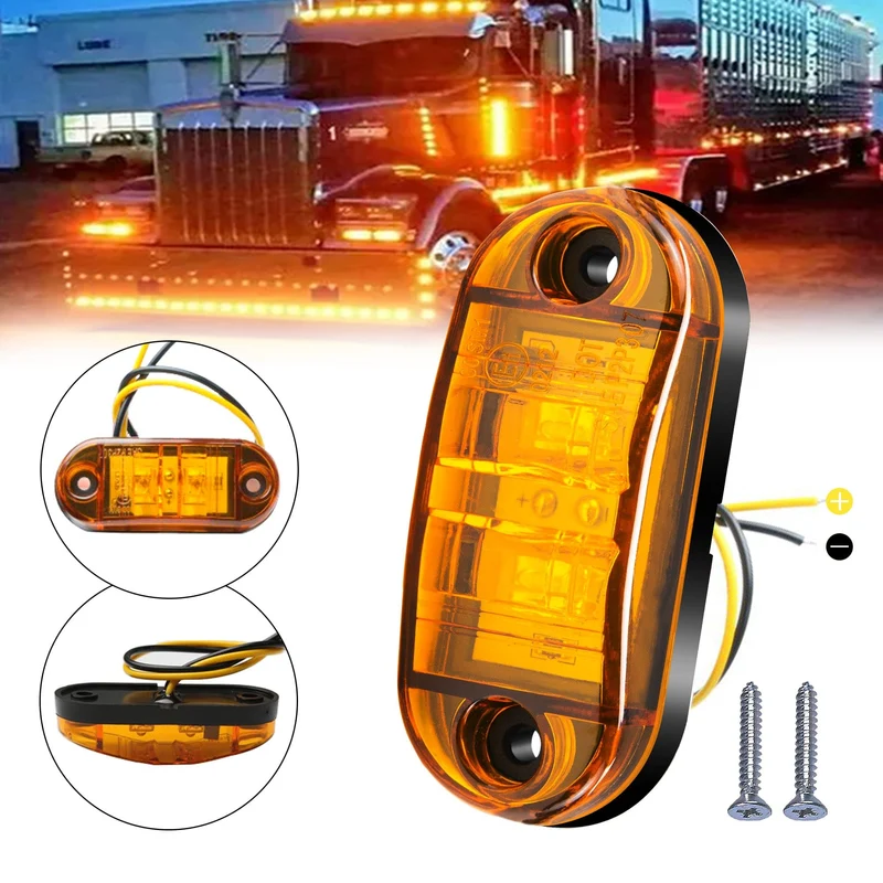 10 Stück neue, verbesserte 12 V-24 V Universal-LED-Blinker-Markierungsglühbirne vorne und hinten für LKW, Wohnmobil, Auto, Bus, Anhänger, Van, Wohnwagen, Boot – Bernstein/Rot/Weiß