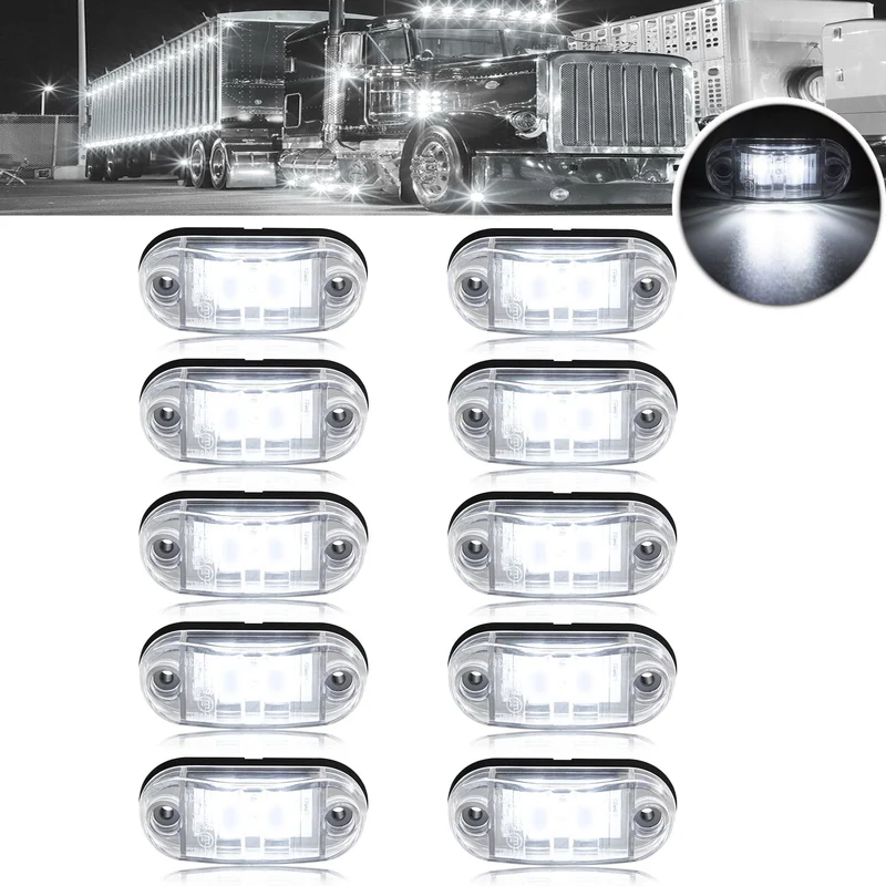 10 Stück neue, verbesserte 12 V-24 V Universal-LED-Blinker-Markierungsglühbirne vorne und hinten für LKW, Wohnmobil, Auto, Bus, Anhänger, Van, Wohnwagen, Boot – Bernstein/Rot/Weiß