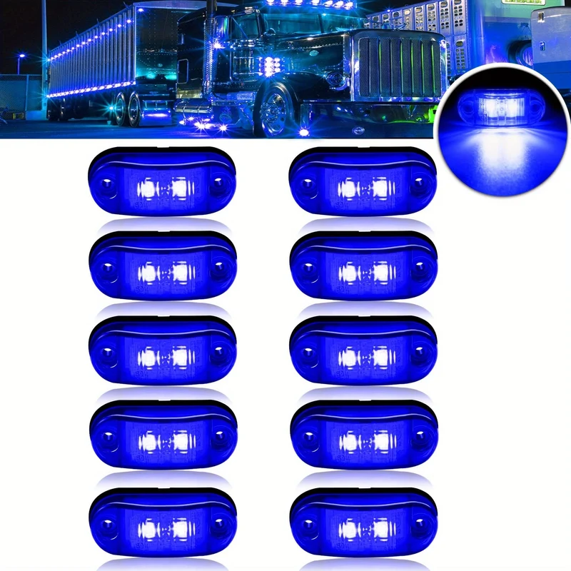 10 Stück neue, verbesserte 12 V-24 V Universal-LED-Blinker-Markierungsglühbirne vorne und hinten für LKW, Wohnmobil, Auto, Bus, Anhänger, Van, Wohnwagen, Boot – Bernstein/Rot/Weiß