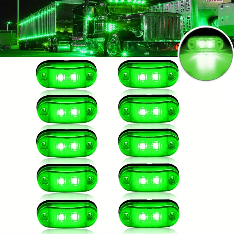 10 Stück neue, verbesserte 12 V-24 V Universal-LED-Blinker-Markierungsglühbirne vorne und hinten für LKW, Wohnmobil, Auto, Bus, Anhänger, Van, Wohnwagen, Boot – Bernstein/Rot/Weiß