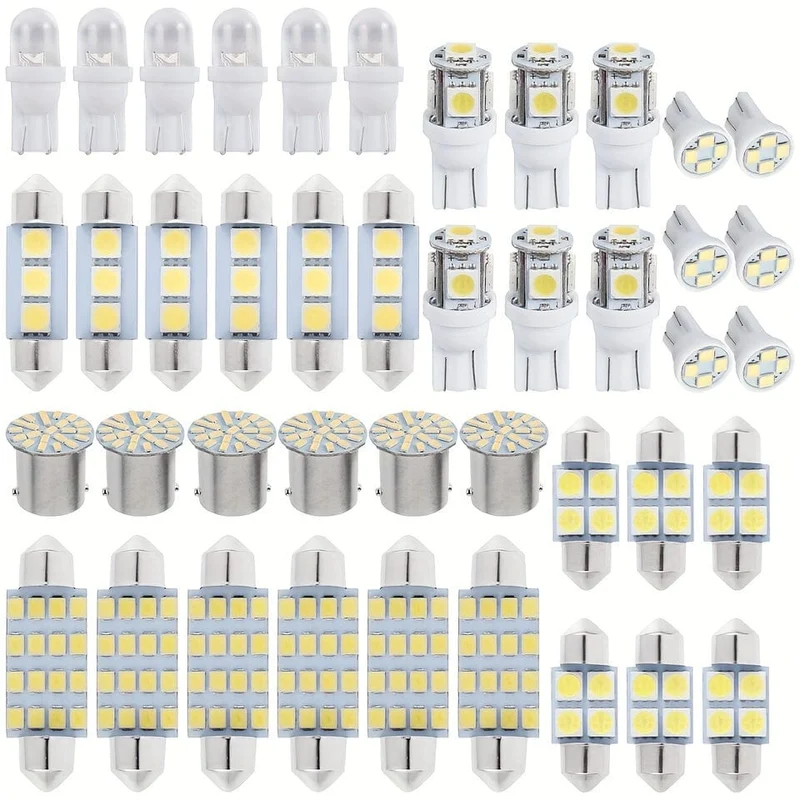 42 Stück Auto-Innenraum-Kombi-LED-Karte, Kuppel, Tür, Kofferraum, Kennzeichenbeleuchtung, W5W, 12 V, 2825 192 194 158 168 501 921 175 PC175 906 904 161, Xenon-Weiß