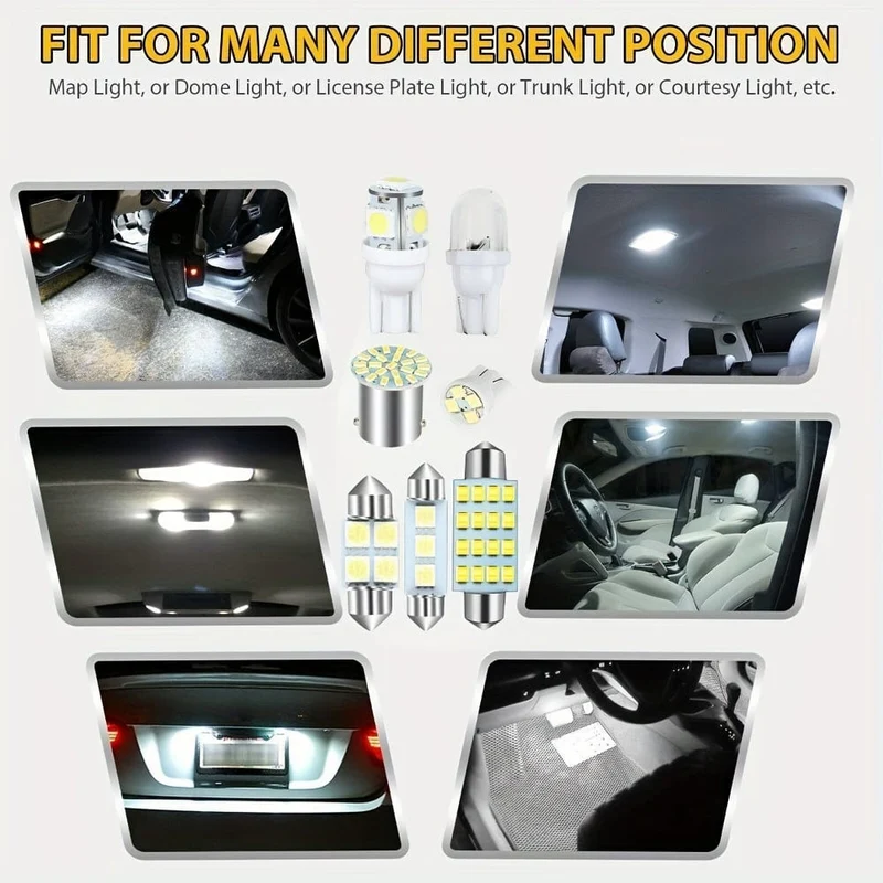 42 Stück Auto-Innenraum-Kombi-LED-Karte, Kuppel, Tür, Kofferraum, Kennzeichenbeleuchtung, W5W, 12 V, 2825 192 194 158 168 501 921 175 PC175 906 904 161, Xenon-Weiß
