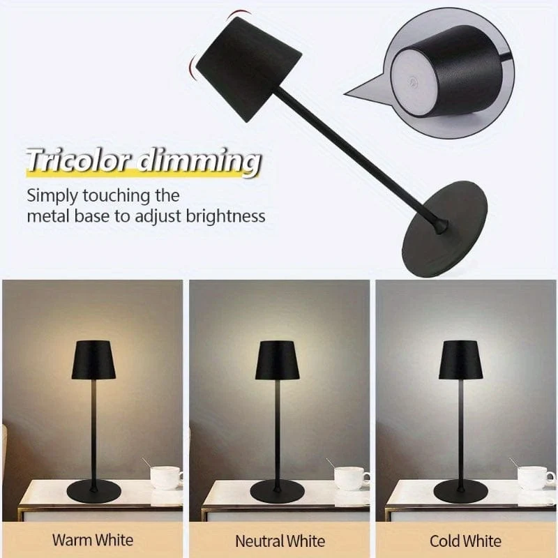 LED-Schreibtischlampe für Bar, Restaurant, Ambiente, kabellose Tischlampen, Arbeitszimmer, Büro, Licht, wasserdichte Touch-Lampe mit USB-Aufladung