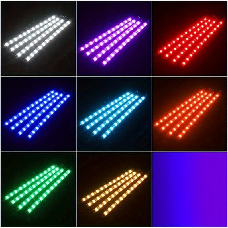 1 Stück Auto-Atmosphärenlicht, kabelloses RGB-Fußlicht mit Fernbedienung, 48 LED-APP-einstellbares Farbatmosphärenlicht, 4-in-1-Musiklicht