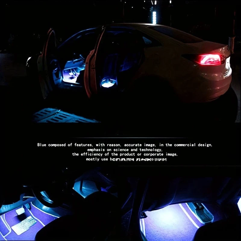 1 Stück Auto-Atmosphärenlicht, kabelloses RGB-Fußlicht mit Fernbedienung, 48 LED-APP-einstellbares Farbatmosphärenlicht, 4-in-1-Musiklicht