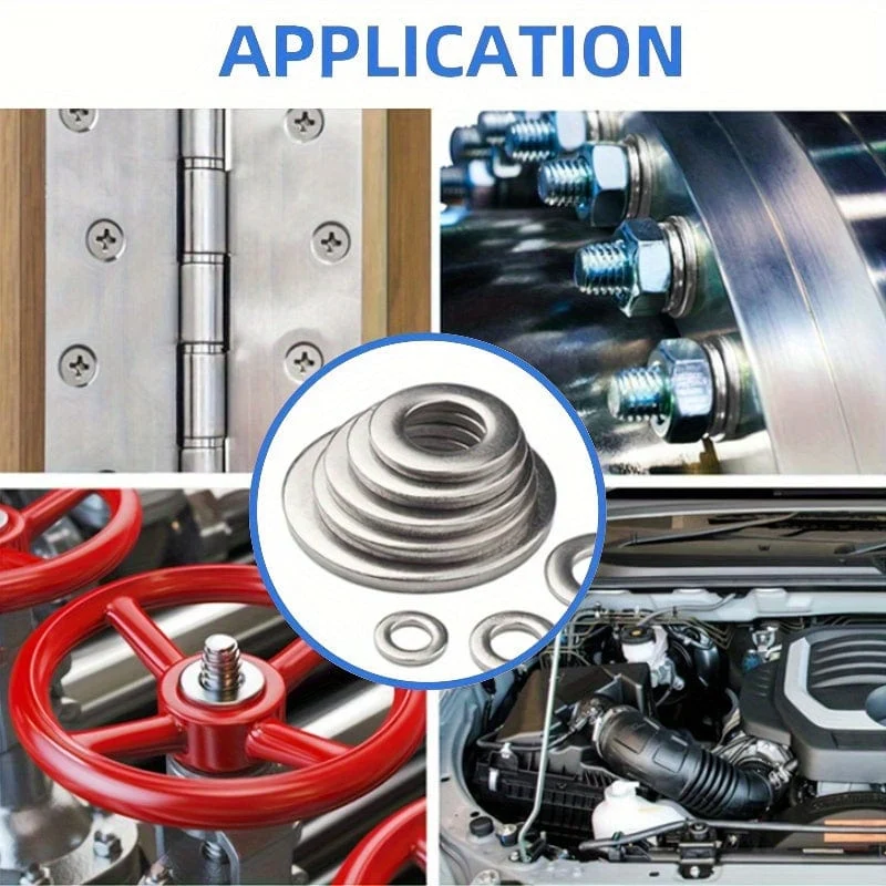 80–580 Stück 304 Edelstahl-Unterlegscheiben, für Schrauben, Bolzen, Kotflügel-Unterlegscheiben-Sortiment-Set, Sicherungs-Metall-Unterlegscheiben-Set (M2 M2.5 M3 M4 M5 M6 M8 M10)