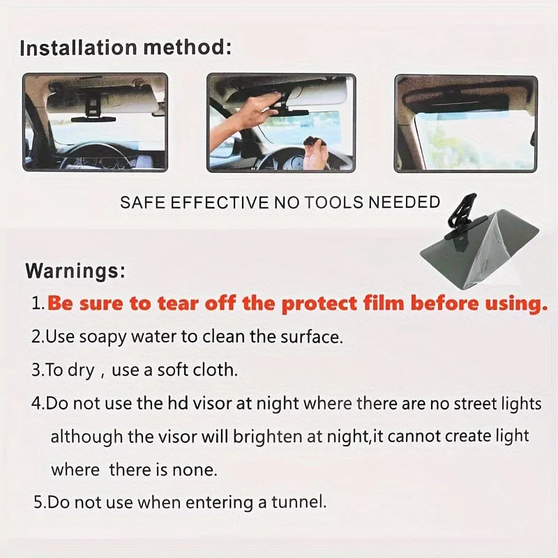 Sonnenblende fürs Auto, universelle, entspiegelte, polarisierte Sonnenblende fürs Auto, ausziehbare Sonnenblende, verhindert Lichteinfall, Schneeblindheit und UV-Strahlung