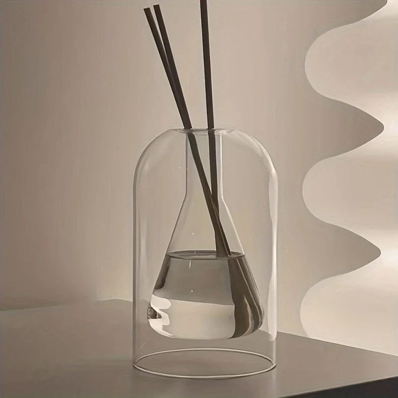 1 Stück Schlichte leichte Luxus-Aromatherapieflasche, Glasflasche, Ätherisches Ölfläschchen im druckfreien Stil, Aromatherapieflasche, schlichte Diffusorflasche, Vase