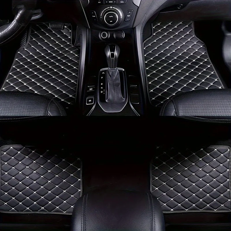 4-teiliges Auto-Fußmatten-Set, universelles wasserdichtes Fußmatten-Set für Vorder- und Rücksitze, Auto-Fußmatten aus PU-Leder, Auto-Innenausstattung